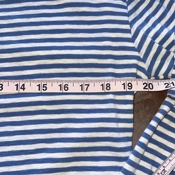 Jones New York Blue Stripe Long Sleeve Drawstring Waist Crewneck Top Tee Sz M - Picture 11 of 14
